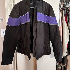 Women’s Black and Purple lightweight riding jacket.